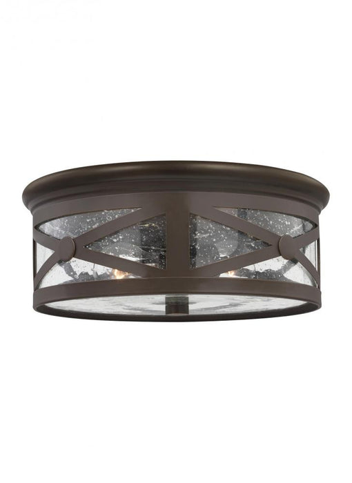 Generation Lighting Outdoor Ceiling traditional 2-light outdoor exterior ceiling flush mount in antique bronze finish wi