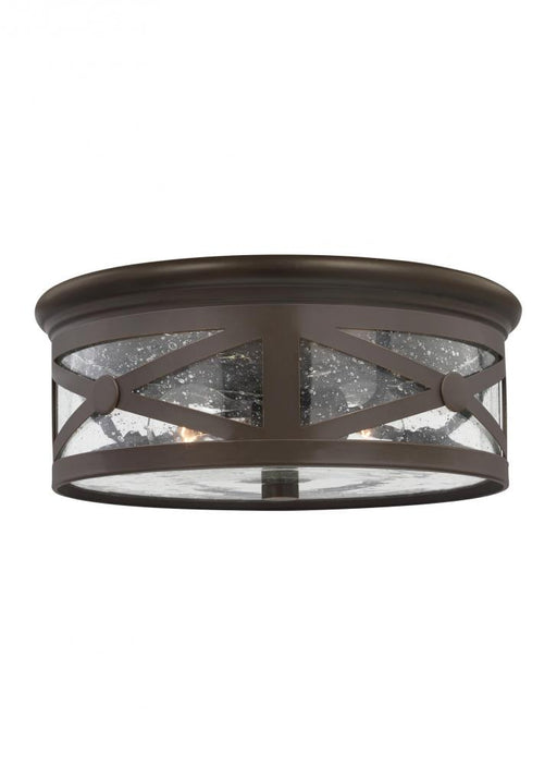 Generation Lighting Outdoor Ceiling traditional 2-light outdoor exterior ceiling flush mount in antique bronze finish wi