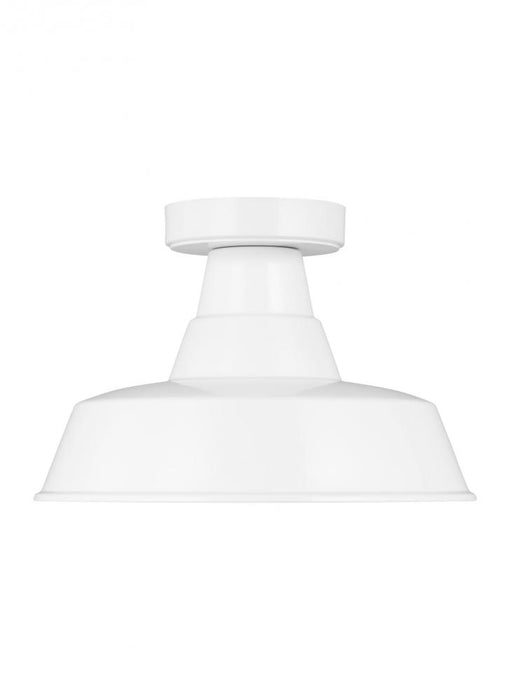 Visual Comfort & Co. Studio Collection Barn Light traditional 1-light outdoor exterior Dark Sky compliant ceiling flush mount in white fini