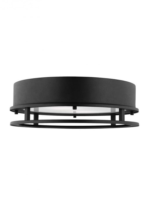 Visual Comfort & Co. Studio Collection Union modern LED outdoor exterior flush mount ceiling light in black finish and tempered glass diffu