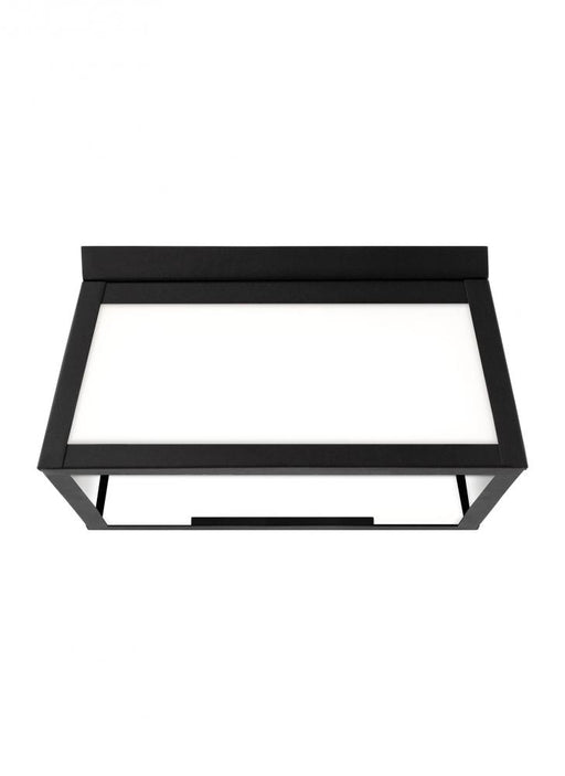 Visual Comfort & Co. Studio Collection Founders modern 2-light LED outdoor exterior ceiling flush mount in black finish with clear glass pa