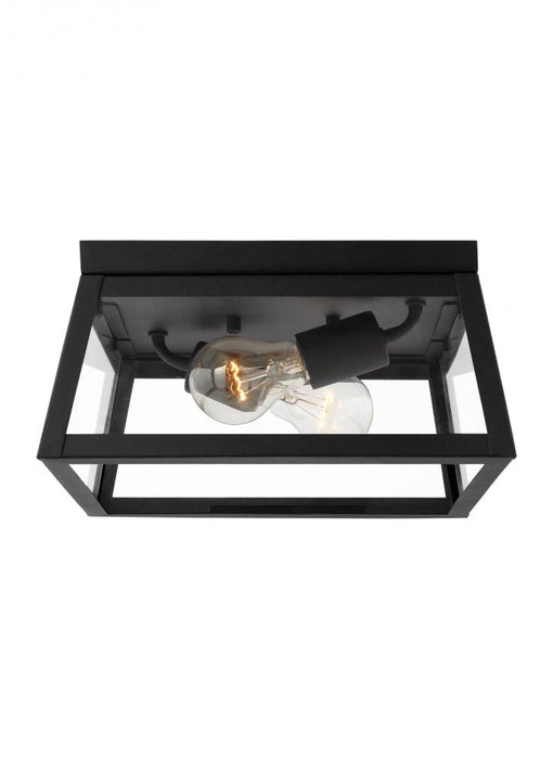 Founders Modern 2-light Led Outdoor Exterior Ceiling Flush Mount In Black Finish With Clear Glass Pa | 7848402EN7-12