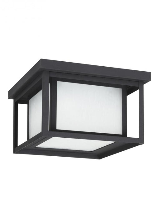 Generation Lighting Hunnington contemporary 1-light outdoor exterior led outdoor ceiling flush mount in black finish wit | 7903997S-12