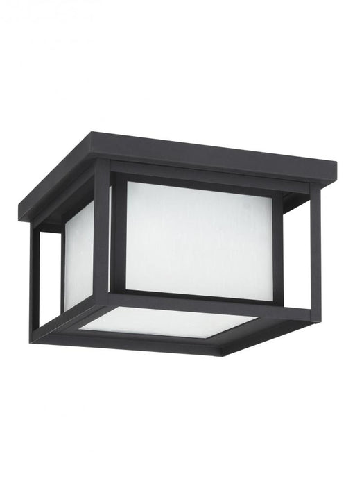Generation Lighting Hunnington contemporary 1-light outdoor exterior led outdoor ceiling flush mount in black finish wit