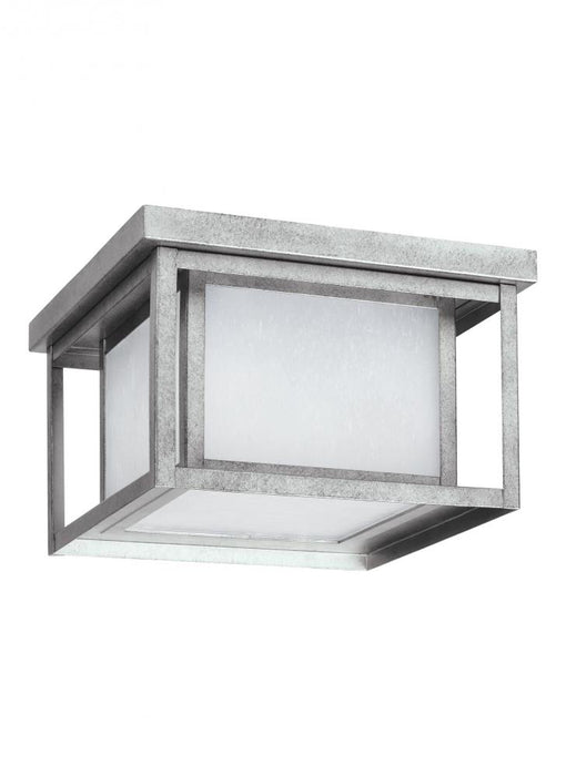 Generation Lighting Hunnington contemporary 1-light outdoor exterior led outdoor ceiling flush mount in weathered pewter | 7903997S-57