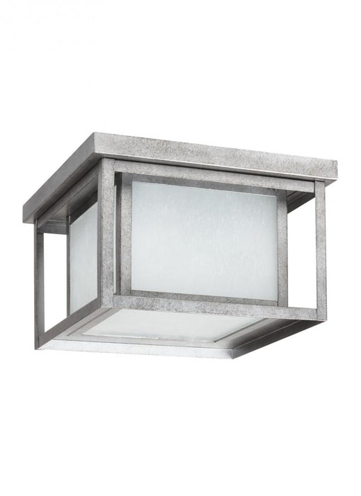 Generation Lighting Hunnington contemporary 2-light outdoor exterior ceiling flush mount in weathered pewter grey finish