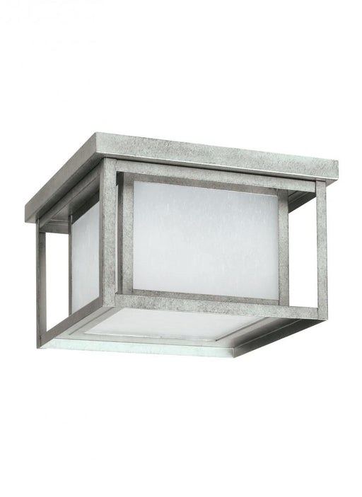 Generation Lighting Hunnington contemporary 2-light LED outdoor exterior ceiling flush mount in weathered pewter grey fi