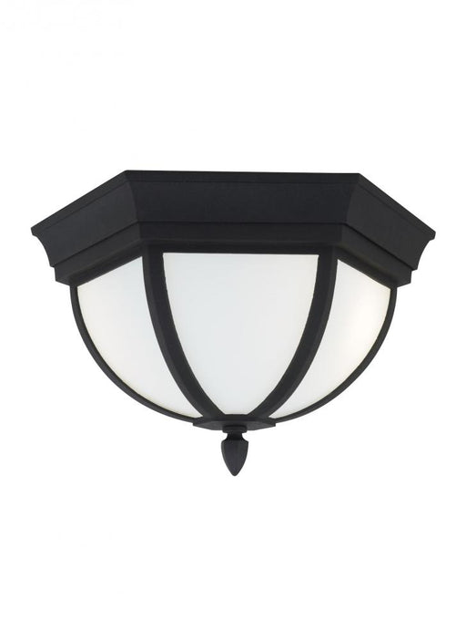 Generation Lighting Wynfield traditional 2-light LED outdoor exterior ceiling ceiling flush mount in black finish with e