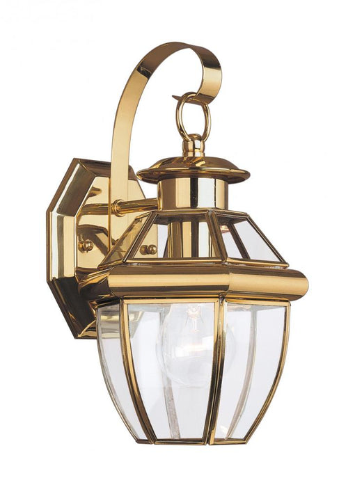 Generation Lighting Lancaster traditional 1-light outdoor exterior small wall lantern sconce in polished brass gold fini | 2241527