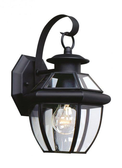 Generation Lighting Lancaster traditional 1-light outdoor exterior small wall lantern sconce in black finish with clear | 2241830