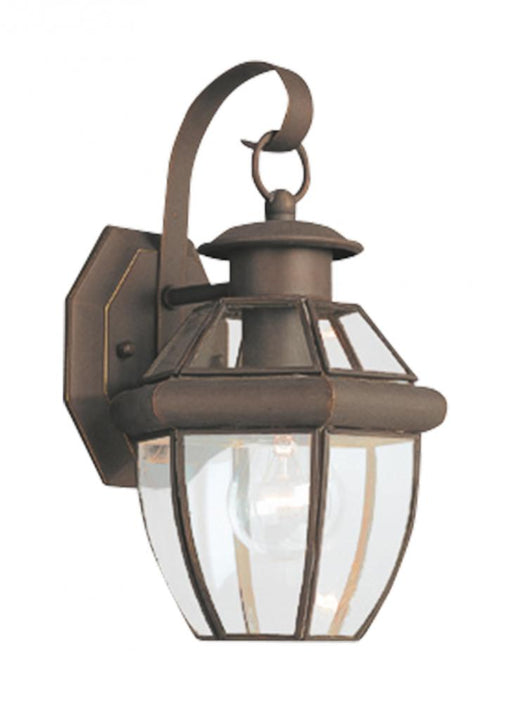 Generation Lighting Lancaster traditional 1-light outdoor exterior small wall lantern sconce in antique bronze finish wi