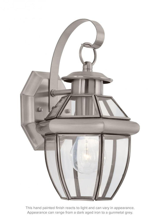 Generation Lighting Lancaster traditional 1-light outdoor exterior small wall lantern sconce in antique brushed nickel s
