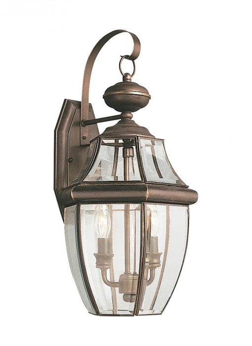Generation Lighting Lancaster traditional 2-light LED outdoor exterior wall lantern sconce in antique bronze finish with