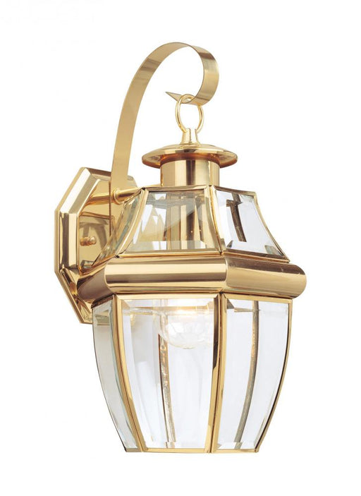 Generation Lighting Lancaster traditional 1-light outdoor exterior large wall lantern sconce in polished brass gold fini