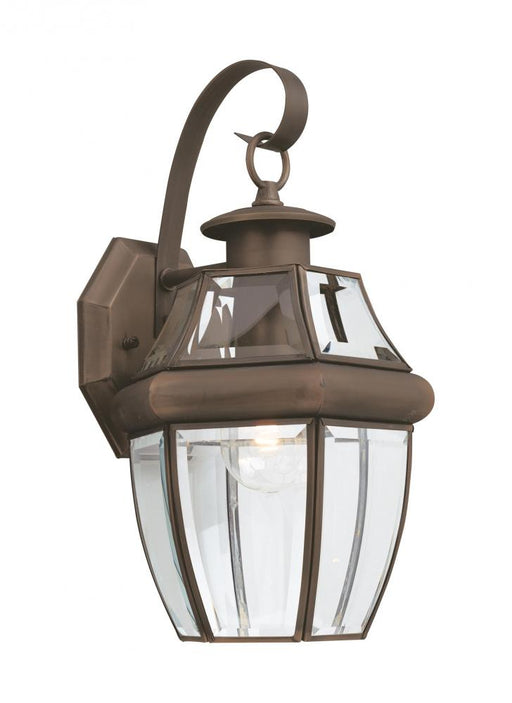 Generation Lighting Lancaster traditional 1-light outdoor exterior large wall lantern sconce in antique bronze finish wi