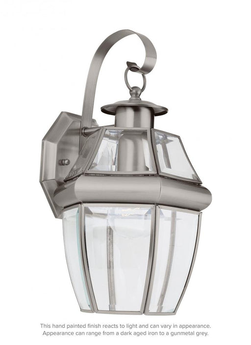 Generation Lighting Lancaster traditional 1-light outdoor exterior large wall lantern sconce in antique brushed nickel s