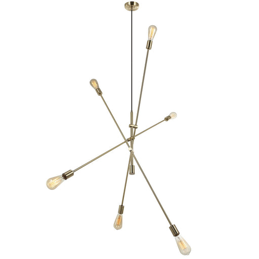 Dainolite 6 Lights Incandescent Adjustable Pendant, Aged Brass
