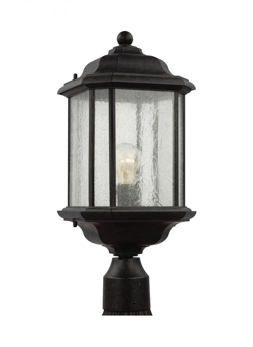 Generation Lighting Kent traditional 1-light outdoor exterior post lantern in oxford bronze finish with clear seeded gla | 82029-746
