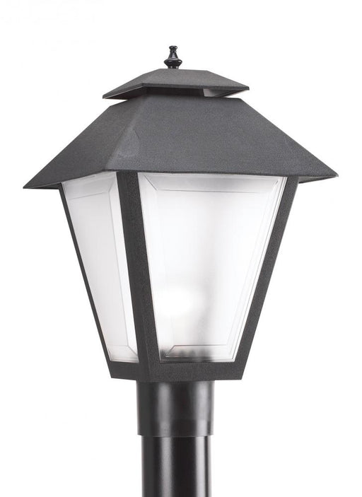 Generation Lighting Polycarbonate Outdoor traditional 1-light LED outdoor exterior post lantern in black finish with fro