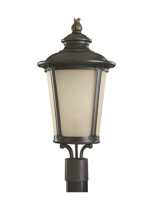 Generation Lighting Cape May traditional 1-light outdoor exterior post lantern in burled iron grey finish with etched li