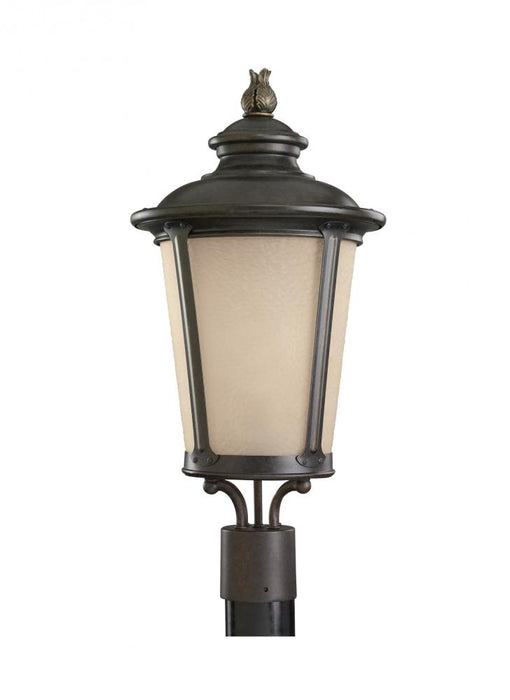 Generation Lighting Cape May traditional 1-light LED outdoor exterior post lantern in burled iron grey finish with etche