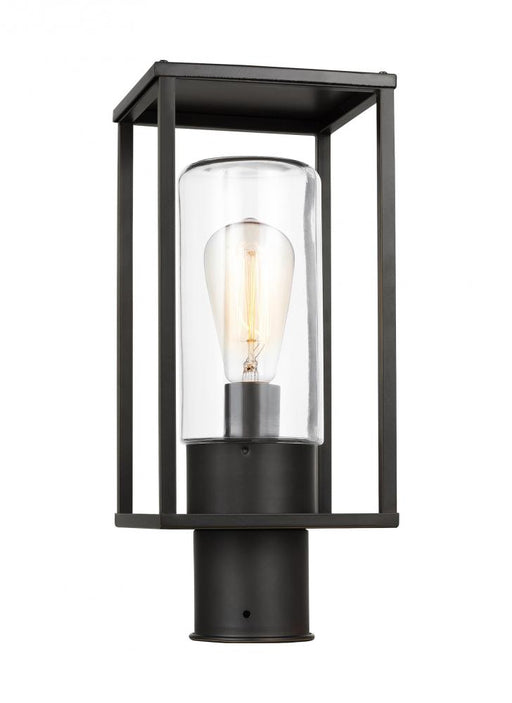 Visual Comfort & Co. Studio Collection Vado modern 1-light outdoor post lantern in antique bronze finish with clear glass panels