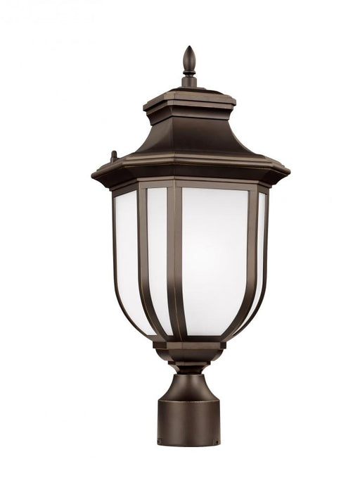 Generation Lighting Childress traditional 1-light LED outdoor exterior post lantern in antique bronze finish with satin