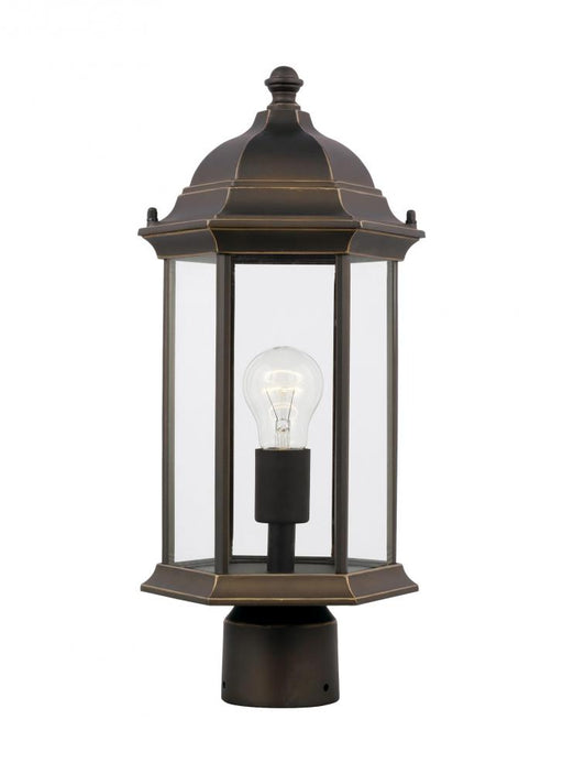Generation Lighting Sevier traditional 1-light outdoor exterior medium post lantern in antique bronze finish with clear