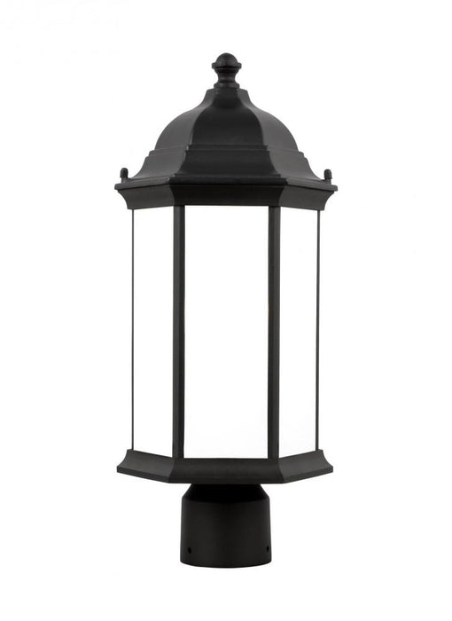 Generation Lighting Sevier traditional 1-light outdoor exterior medium post lantern in black finish with satin etched gl
