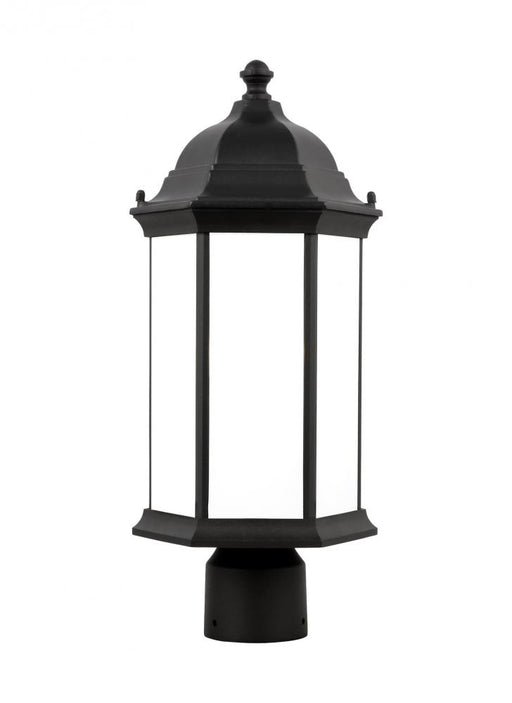 Generation Lighting Sevier traditional 1-light LED outdoor exterior medium post lantern in black finish with satin etche