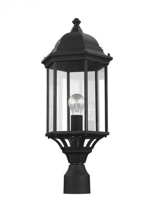 Generation Lighting Sevier traditional 1-light outdoor exterior large post lantern in black finish with clear glass pane