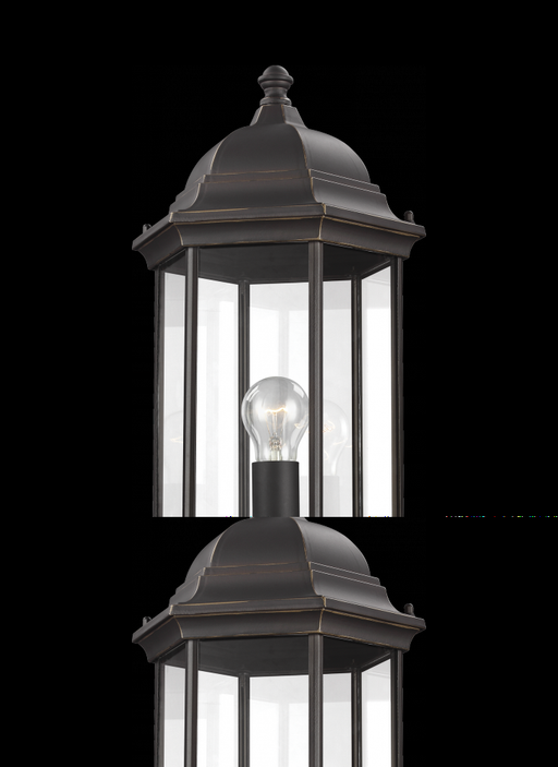 Generation Lighting Sevier traditional 1-light outdoor exterior large post lantern in antique bronze finish with clear g