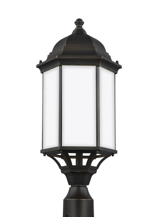 Generation Lighting Sevier traditional 1-light LED outdoor exterior large post lantern in antique bronze finish with sat