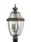 Generation Lighting Lancaster traditional 3-light outdoor exterior post lantern in antique bronze finish with clear curv