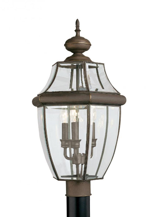 Lancaster Traditional 3-light Outdoor Exterior Post Lantern In Antique Bronze Finish With Clear Curv | 8239-71