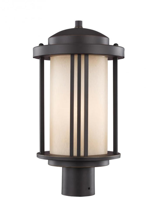 Crowell Contemporary 1-light Outdoor Exterior Post Lantern In Antique Bronze Finish With Creme Parch | 8247901-71