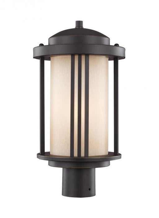 Crowell Contemporary 1-light Outdoor Exterior Post Lantern In Antique Bronze Finish With Creme Parch | 8247901-71