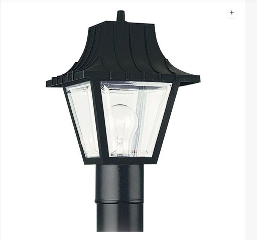 Polycarbonate Outdoor traditional 1-light outdoor exterior large post lantern in black finish with c