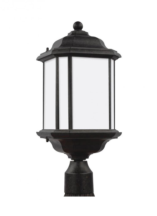 Generation Lighting Kent traditional 1-light LED outdoor exterior post lantern in oxford bronze finish with satin etched