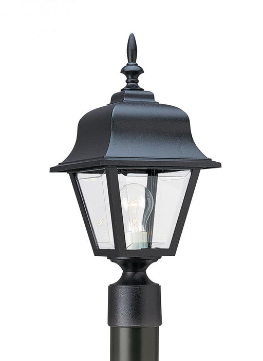 Generation Lighting Polycarbonate Outdoor traditional 1-light outdoor exterior medium post lantern in black finish with