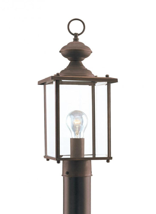 Generation Lighting Jamestowne transitional 1-light outdoor exterior post lantern in antique bronze finish with clear be