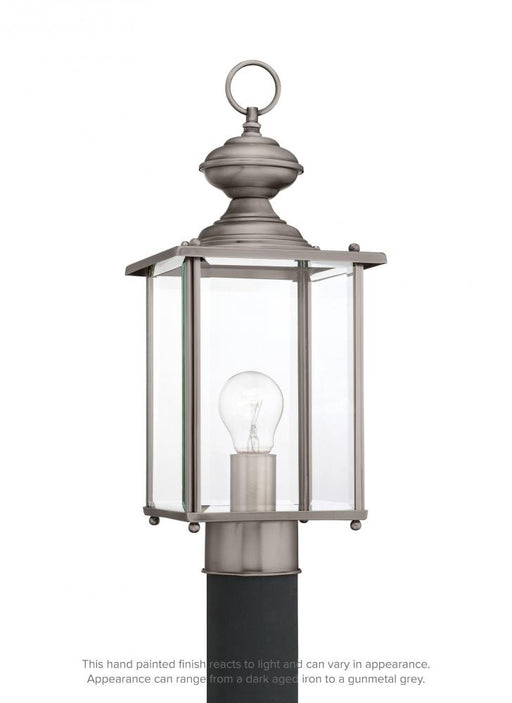 Generation Lighting Jamestowne transitional 1-light outdoor exterior post lantern in antique brushed nickel silver finis