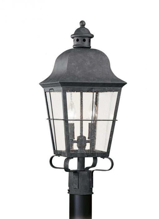 Generation Lighting Chatham traditional 2-light LED outdoor exterior post lantern in oxidized bronze finish with clear s | 8262EN-46