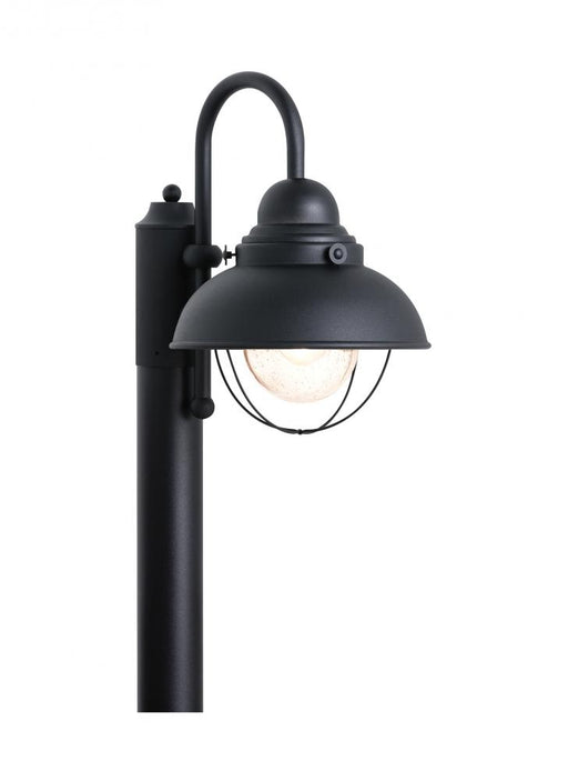 Generation Lighting Sebring transitional 1-light outdoor exterior post lantern in black finish with clear seeded glass d