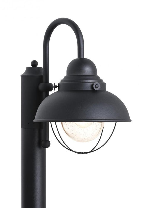 Generation Lighting Sebring transitional 1-light LED outdoor exterior post lantern in black finish with clear seeded gla | 8269EN3-12