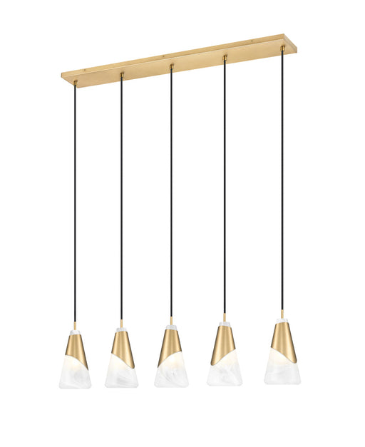5 Light Linear Chandelier | 828P6-5L-MGLD