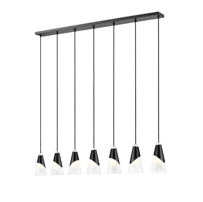 7 Light Linear Chandelier | 828P6-7L-MB