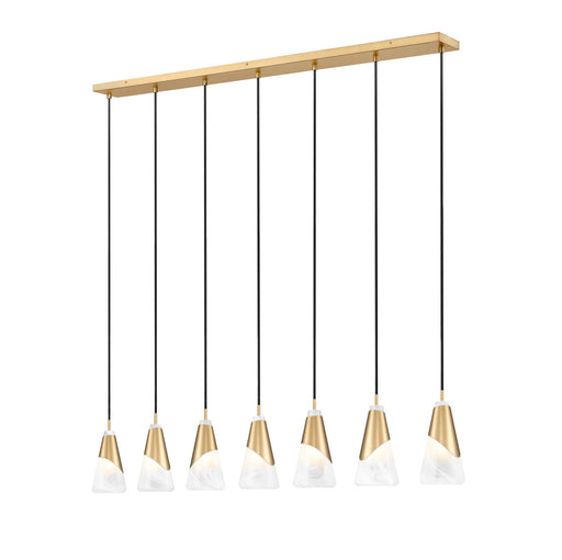 7 Light Linear Chandelier | 828P6-7L-MGLD