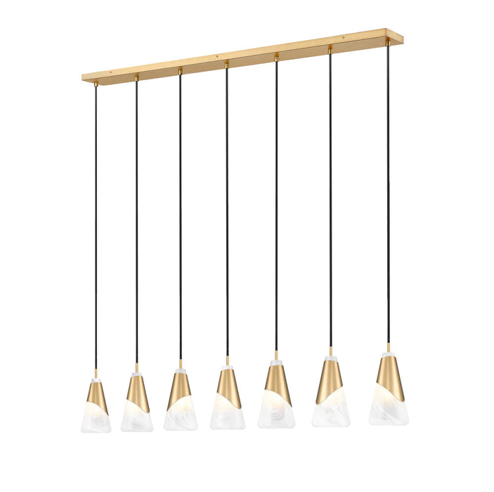 7 Light Linear Chandelier | 828P6-7L-MGLD