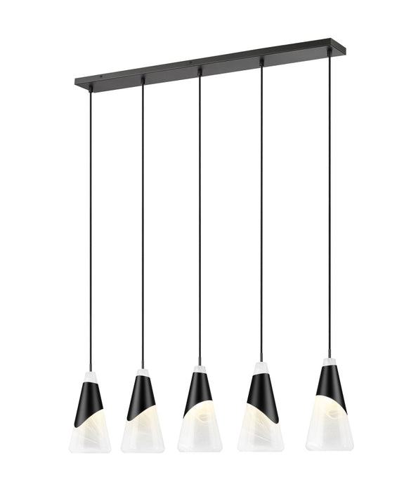 5 Light Linear Chandelier | 828P7-5L-MB